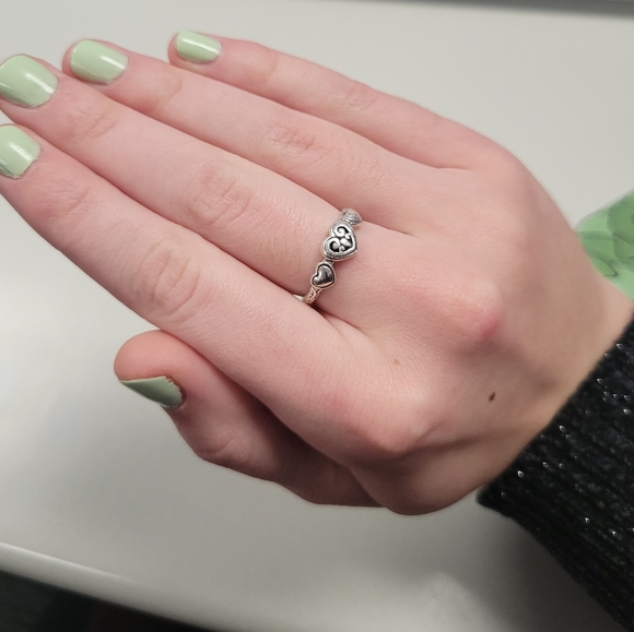 925 STERLING SILVER Etched heart ring - Picture 2 of 4
